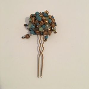 Turquoise and Gold Hair Pin